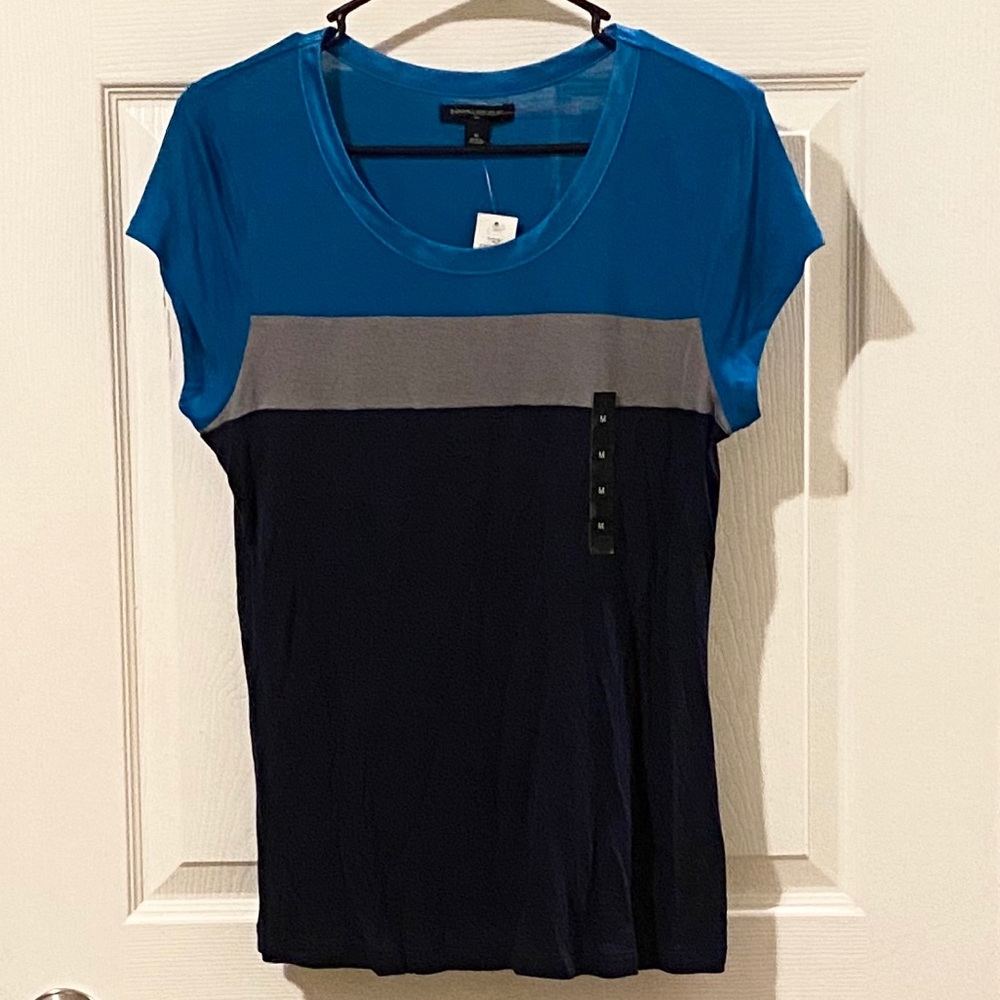 Banana Republic Teal Blue Gray Colorblock Top NWT